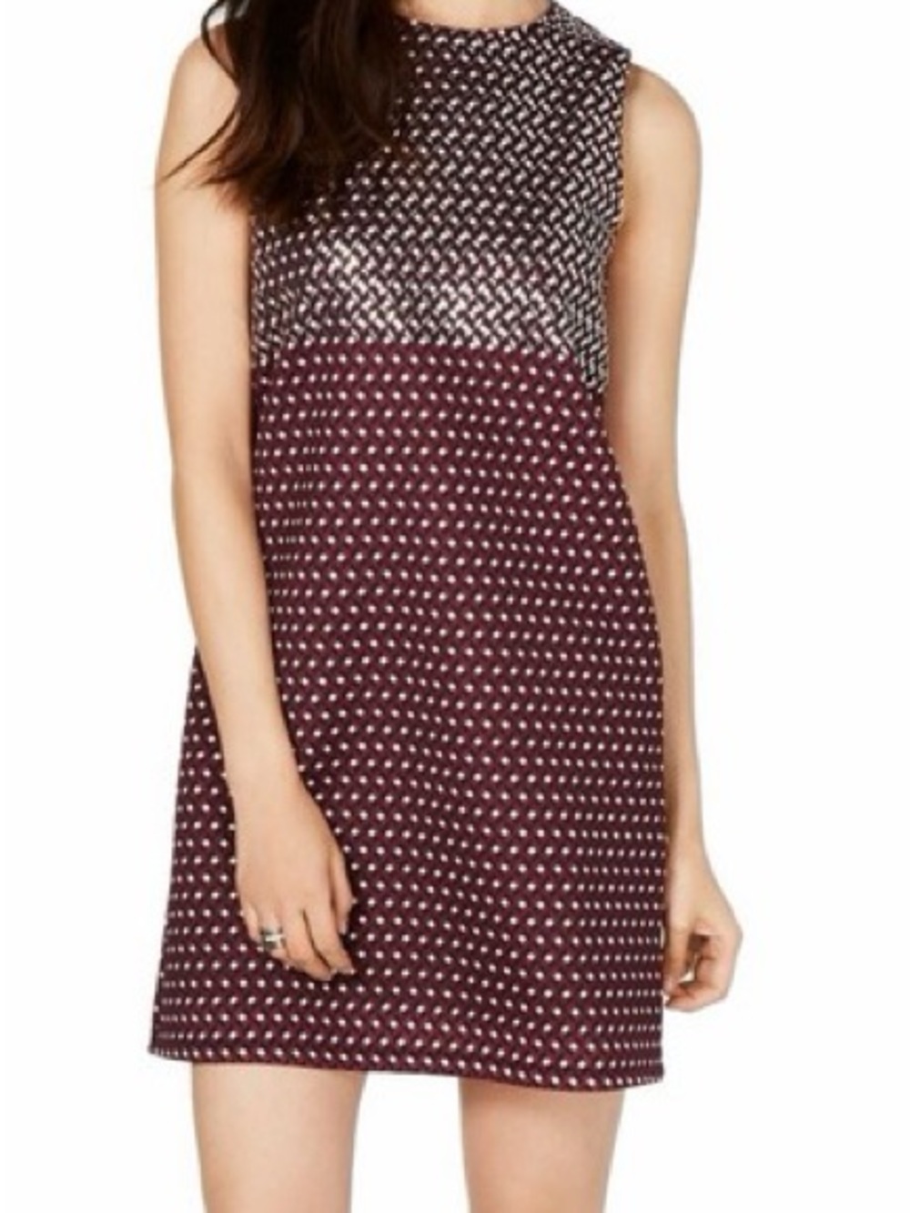 Sleeveless Mini Dress in Deep Wine Pattern